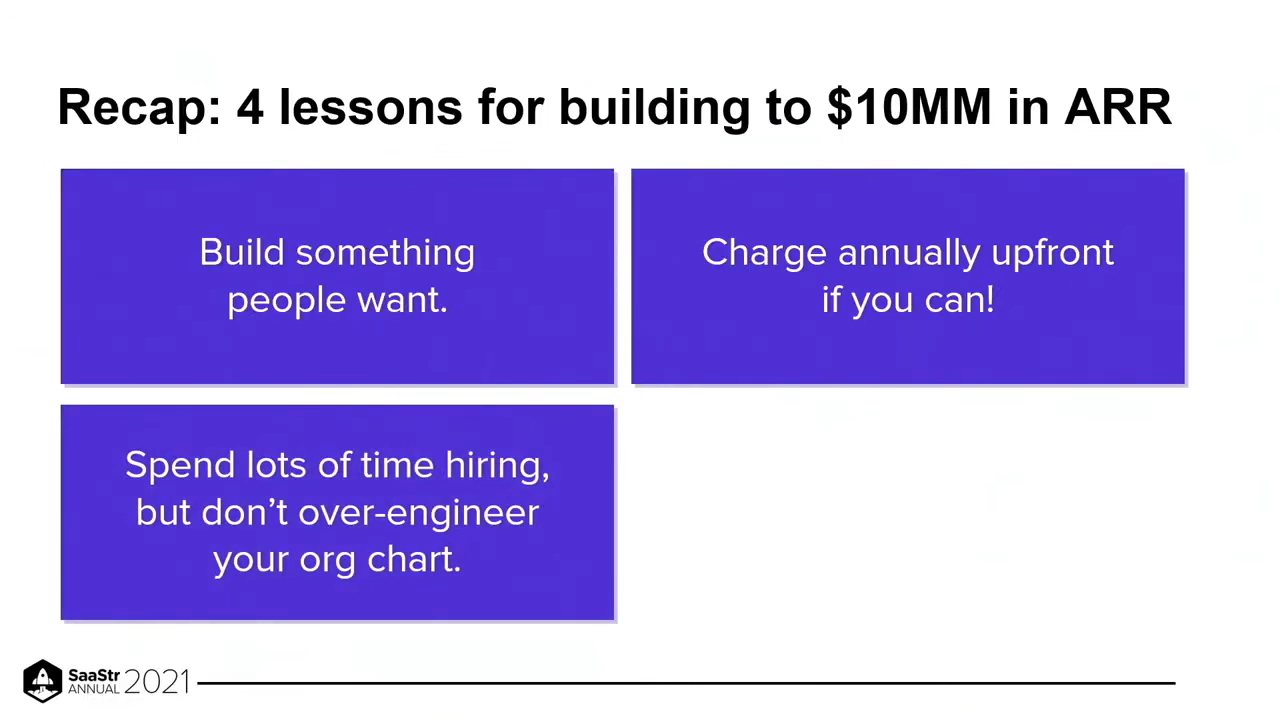 Slide 30: Recap: 4 lessons for building to $10MM in ARR